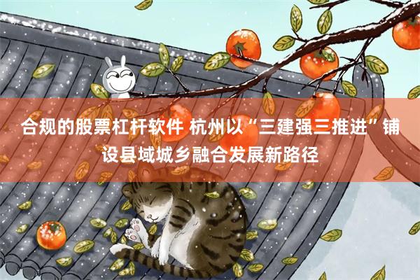 合规的股票杠杆软件 杭州以“三建强三推进”铺设县域城乡融合发展新路径