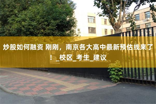 炒股如何融资 刚刚，南京各大高中最新预估线来了！_校区_考生_建议